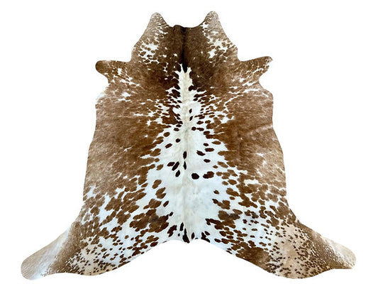 Small Cowhide Rug Brown Leather Western Decor 4.5 x 4.5 ft