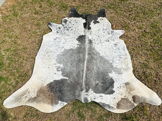 Large Cowhide Rodeo Rug Gray Beige Western Decor 5 x 6 ft