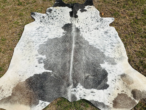Large Cowhide Rodeo Rug Gray Beige Western Decor 5 x 6 ft