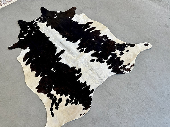 Small Cowhide Area Rug Black Dark Brown 5 x 4.5 ft