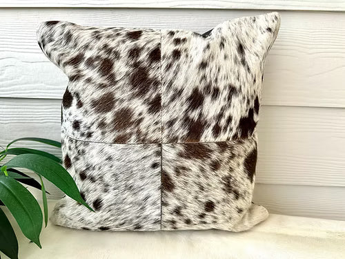 Cowhide Pillow Cushion Covers Leather Dark Brown- Set of 2