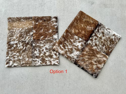 Cowhide Pillow Cushion Covers Leather Brown- Set of 2