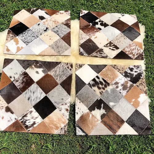 Real Cowhide Pillows Cushion Covers Leather Handmade Patchwork