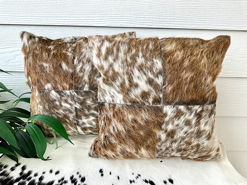 Cowhide Pillow Cushion Covers Leather Brown- Set of 2