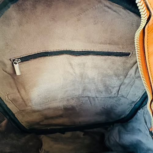 Western Cowhide Tooled Leather Backpack in Tan