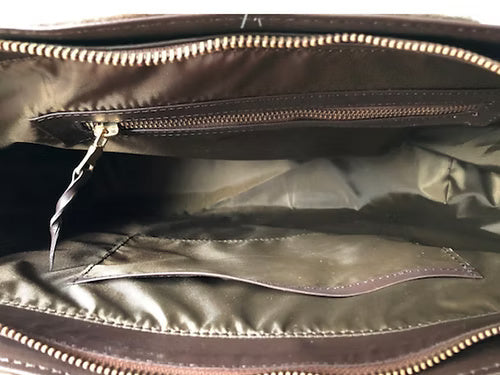 Western Cowhide Leather Tote Bag Brown Medium