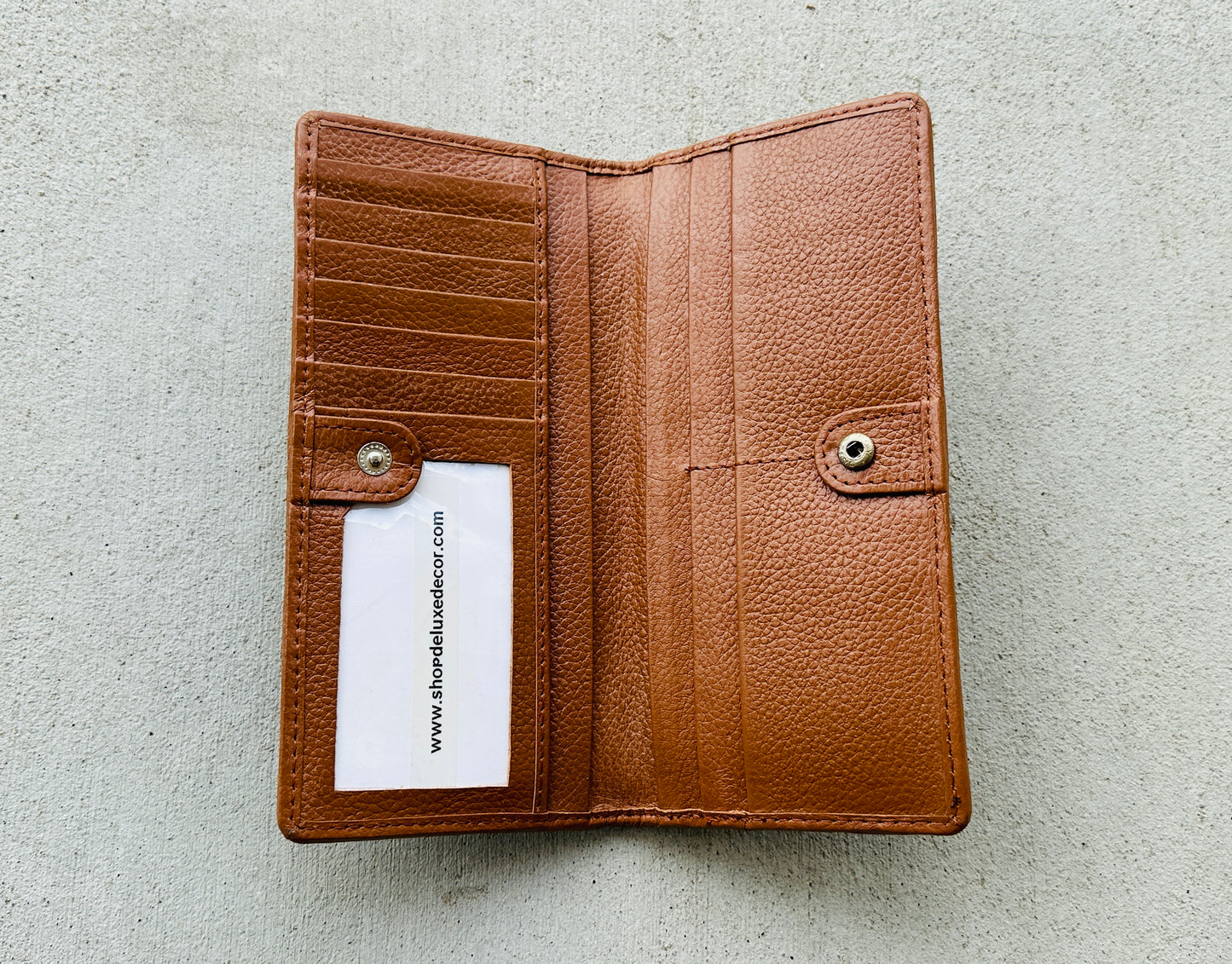 Cowhide Leather Rodeo Western Patchwork Slim Wallet for Women Tan - Della