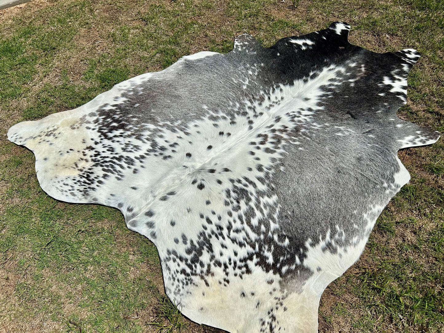 Medium Cowhide Rug Gray Western Rodeo Decor 5 x 5 ft