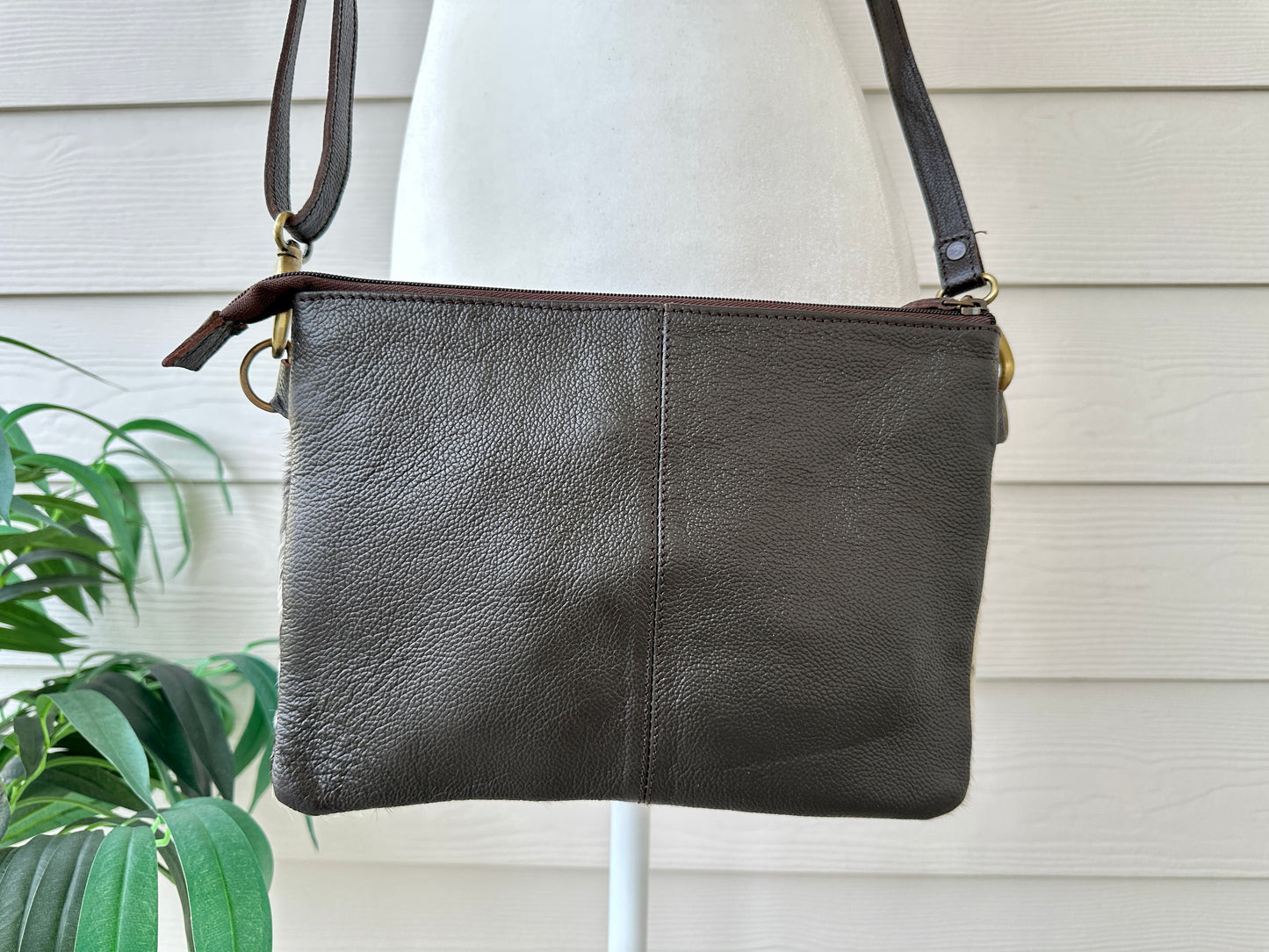 Western Cowhide Tooled Leather Crossbody Purse- Celia