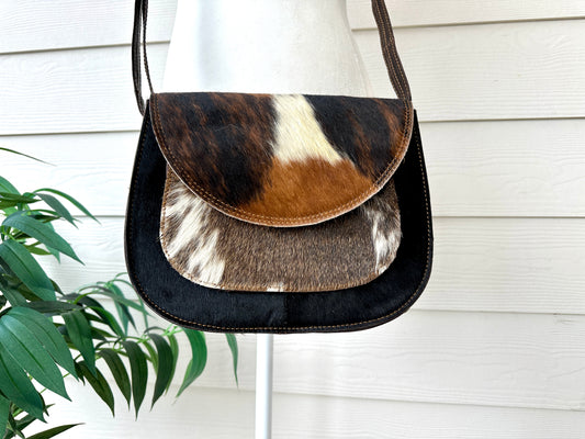 Western Cowhide Leather Western Crossbody Purse - Ruby