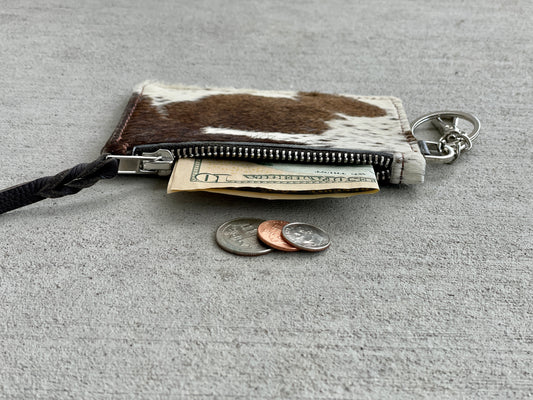 AMAL CHOCOLATE Cowhide Leather Western Wallet Card Holder Keychain Coin Purse in Brown- Amal (Copy)