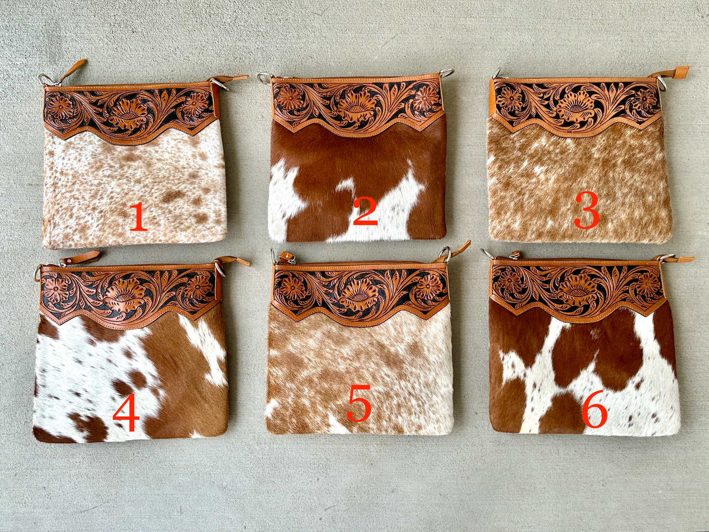 Western Cowhide Tooled Leather Messenger Bag in Tan - RAINBOW