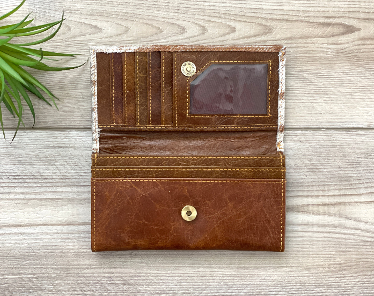 Western Cowhide Leather Rodeo Snap Wallet for Women - Mila