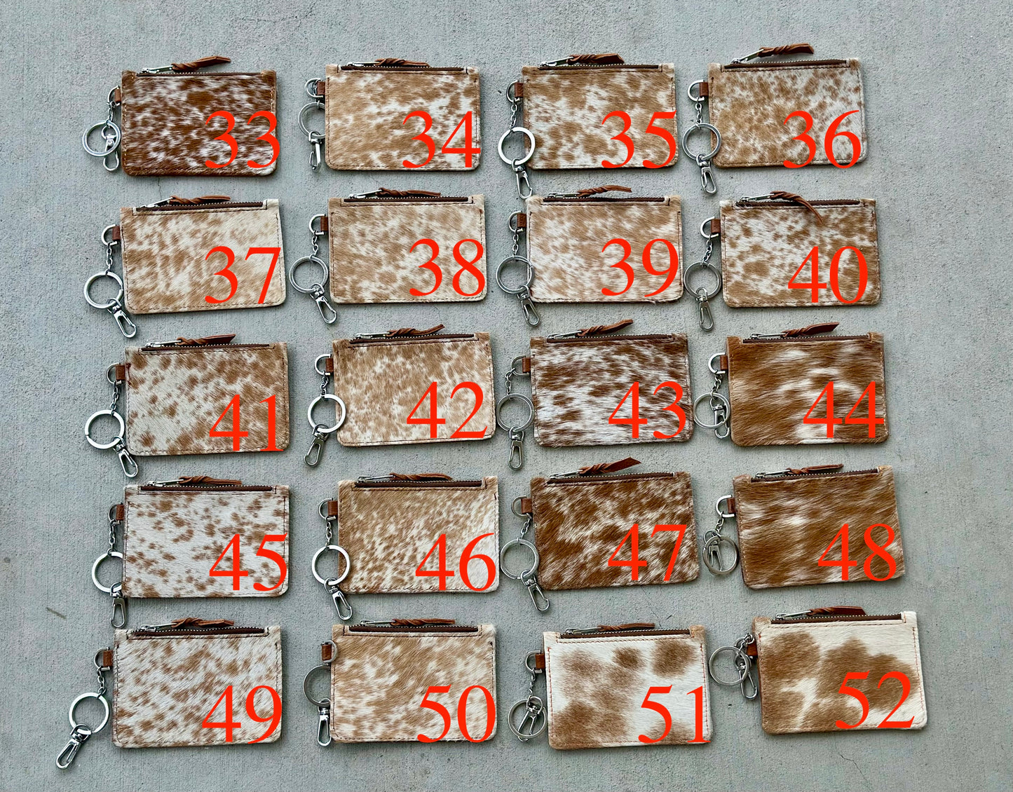 Cowhide Leather Western Wallet Card Holder Keychain Coin Purse in Tan - Amal