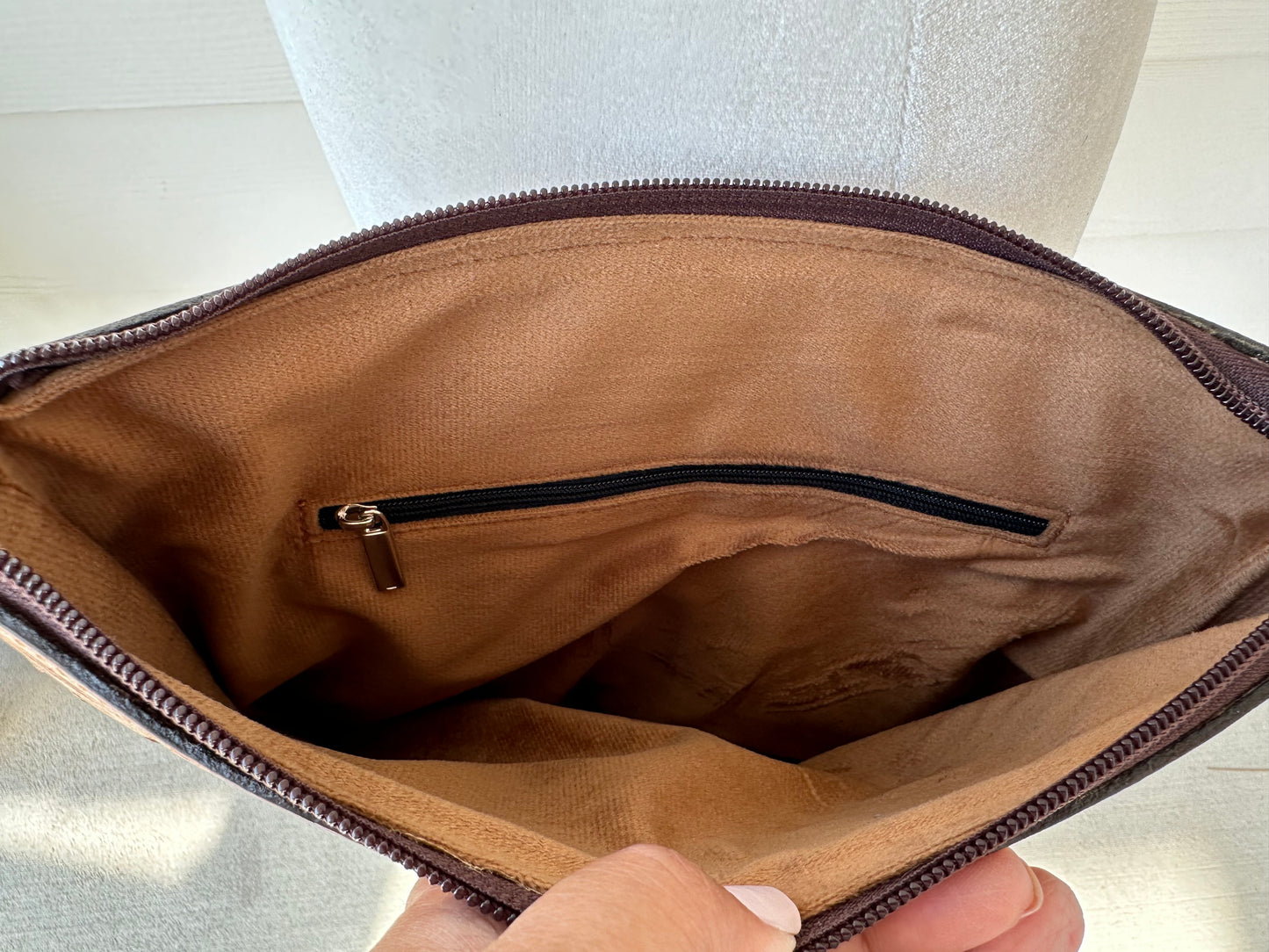 Western Cowhide Tooled Leather Messenger Bag in Brown RAINBOW