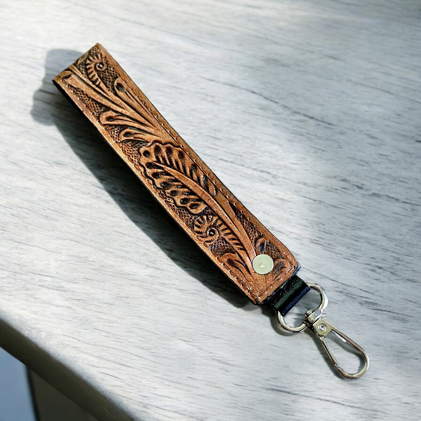 Tooled Leather Wristlet Straps