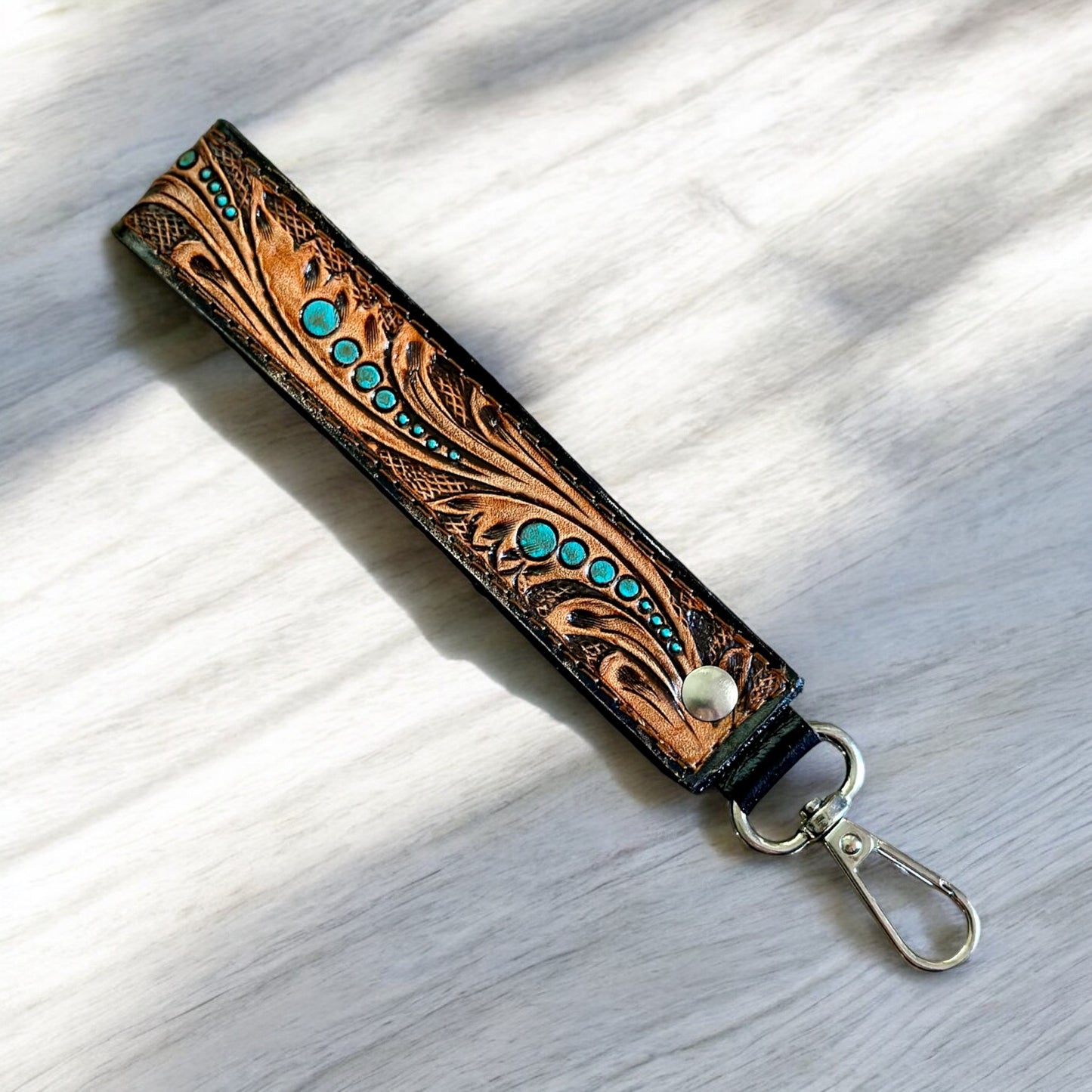 Tooled Leather Wristlet Straps
