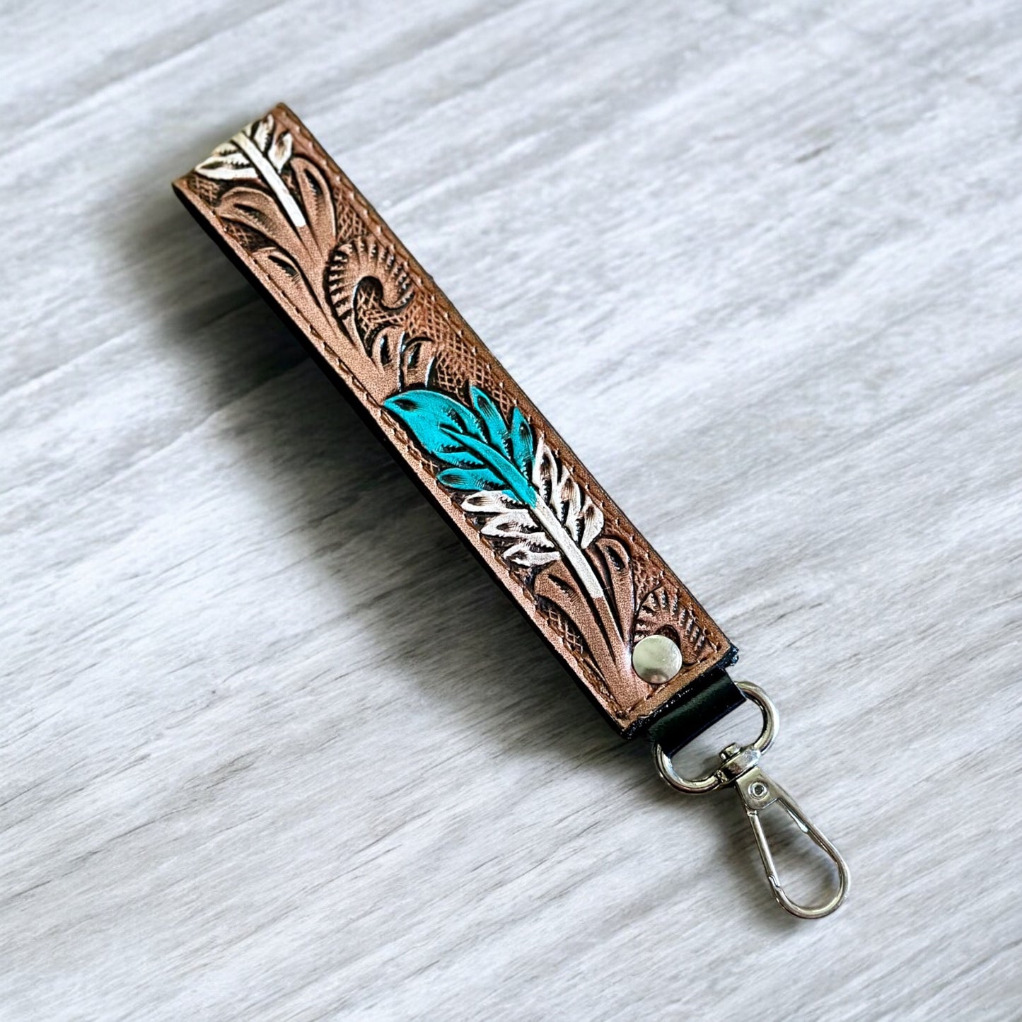 Tooled Leather Wristlet Straps