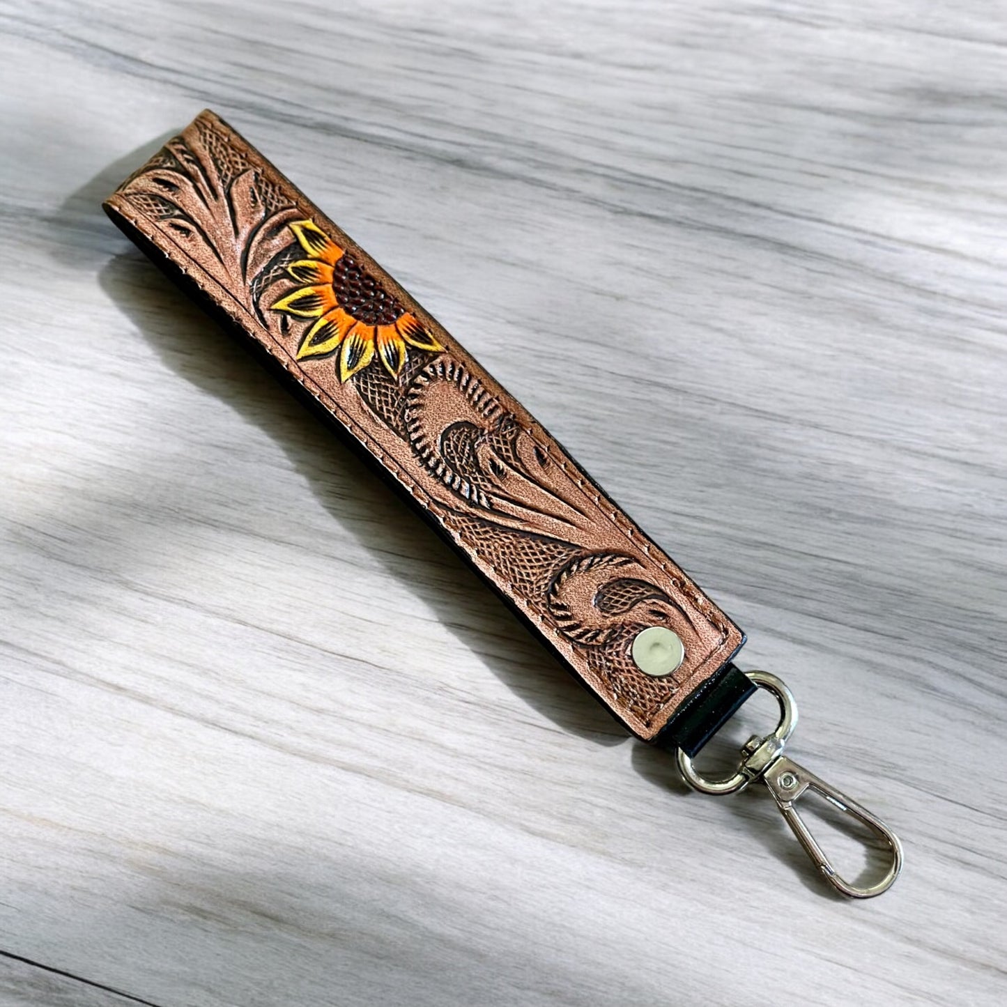 Tooled Leather Wristlet Straps