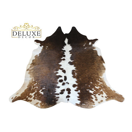 Small Cowhide Rug Tricolor 4.5 ft x 4.5 ft
