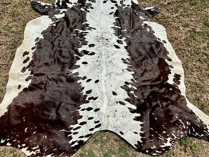 Large Cowhide Rug Tricolor Brown Western Decor 5 x 6 ft