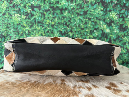 Large Cowhide Patchwork Tote Shoulder Bag -Savannah