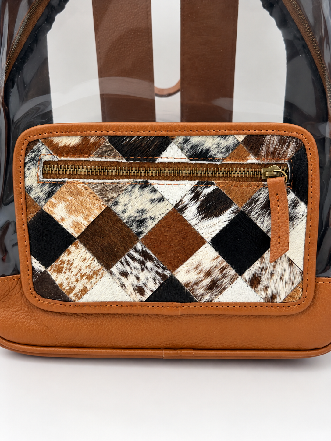 Clear Western Backpack Cowhide Patchwork Rodeo Stadium & Concert Bag