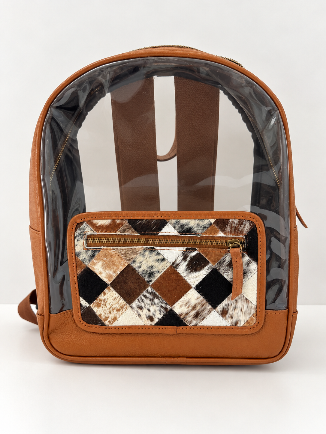 Clear Western Backpack Cowhide Patchwork Rodeo Stadium & Concert Bag