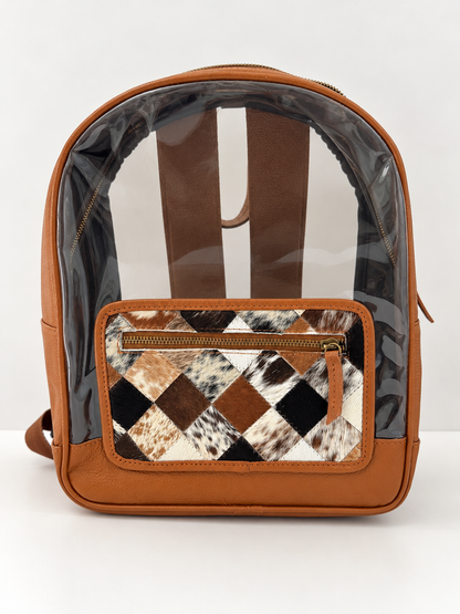 Clear Western Backpack Cowhide Patchwork Rodeo Stadium & Concert Bag