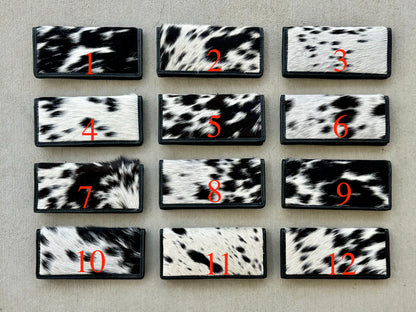 Cowhide Rodeo Western Slim Wallet for Women Black Leather - Ivy