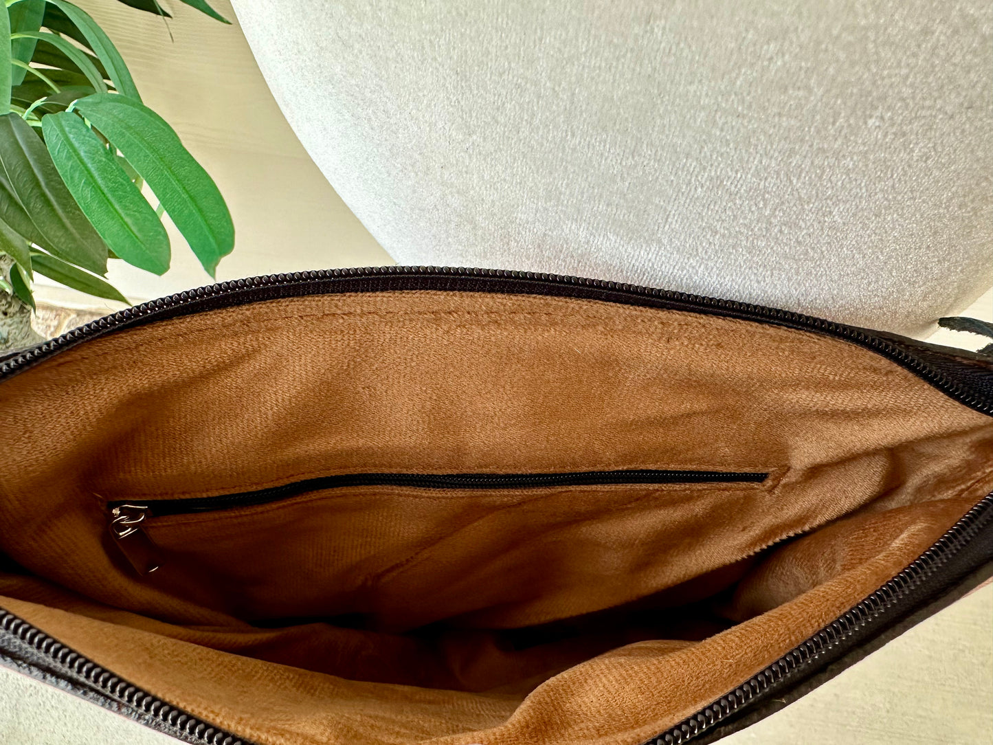 Black Western Cowhide Tooled Leather Messenger Bag - RAINBOW