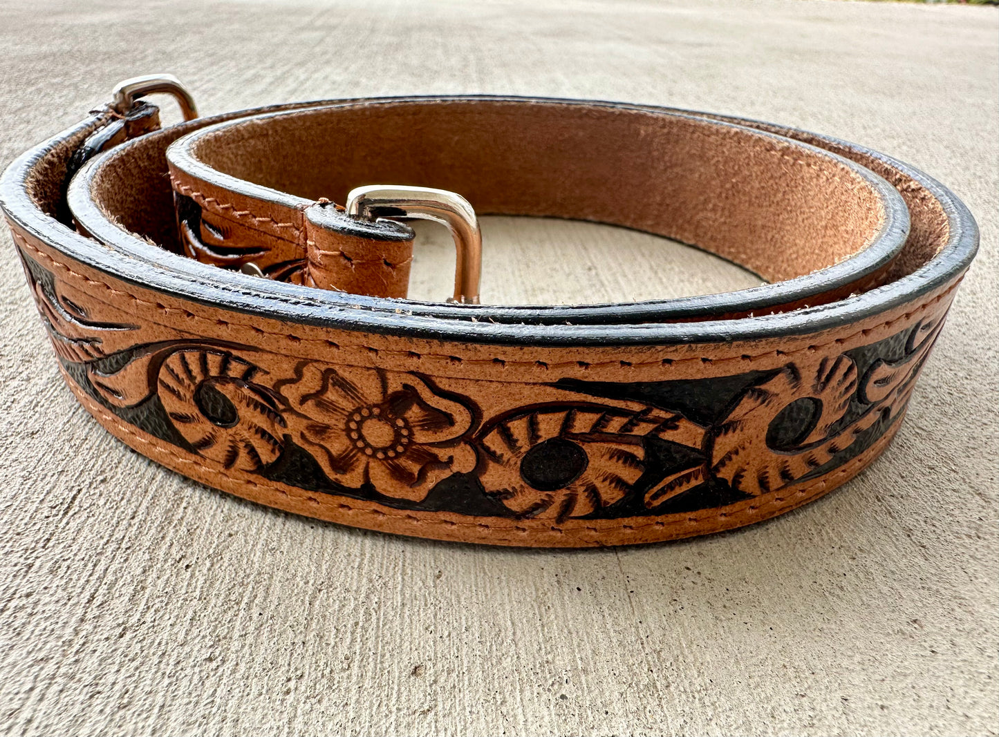 Western Cowhide Crossbody with Black Tooled Leather and Turquoise REMI