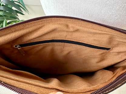 Western Cowhide Bag with Tooled Brown Leather and Turquoise REMI