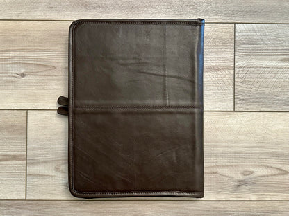 Cowhide Tooled Leather Western Padfolio Organizer in Brown