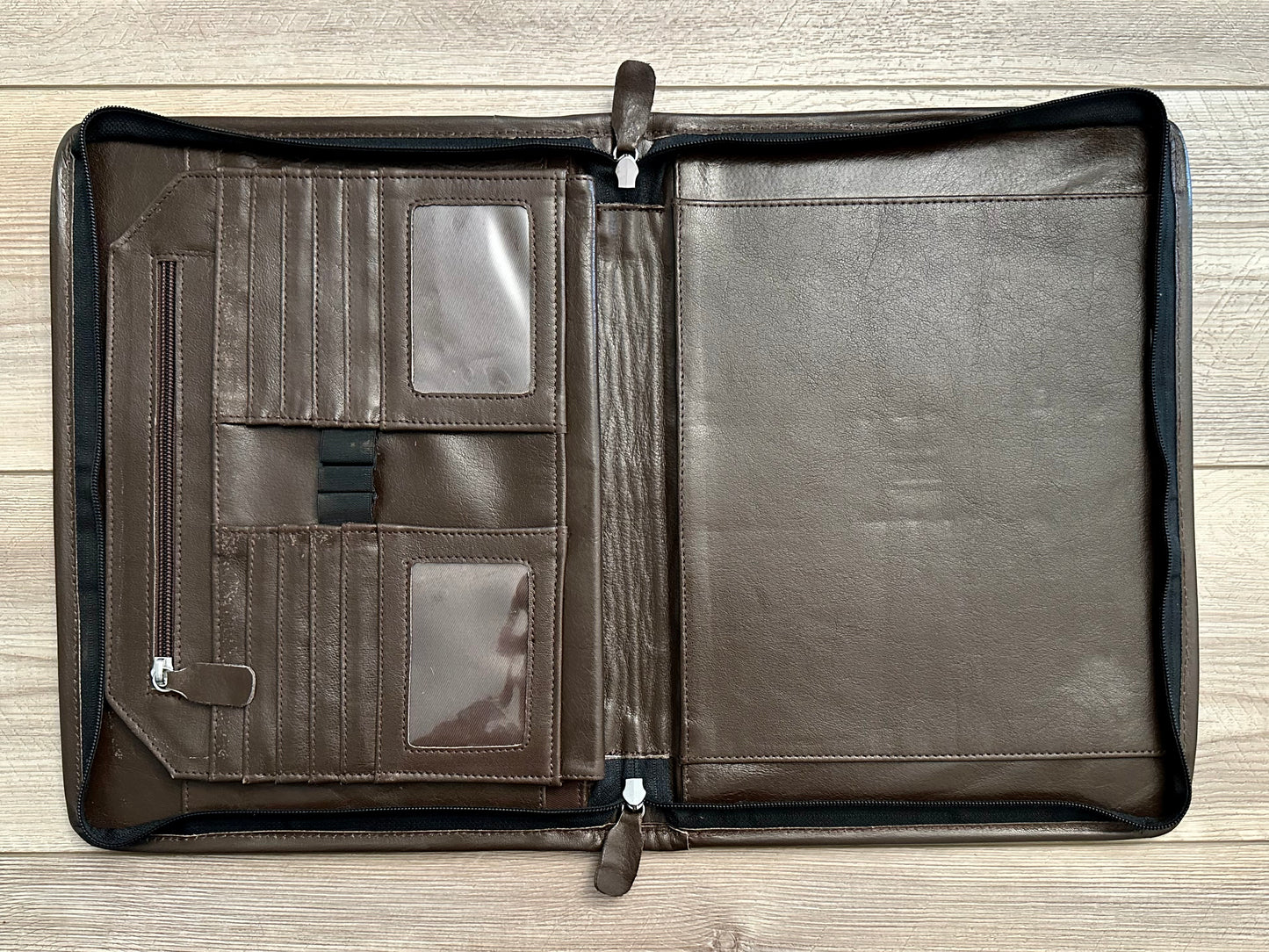 Cowhide Tooled Leather Western Padfolio Organizer in Brown
