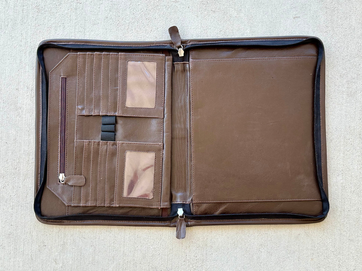 Cowhide Tooled Leather Western Padfolio Organizer in Brown