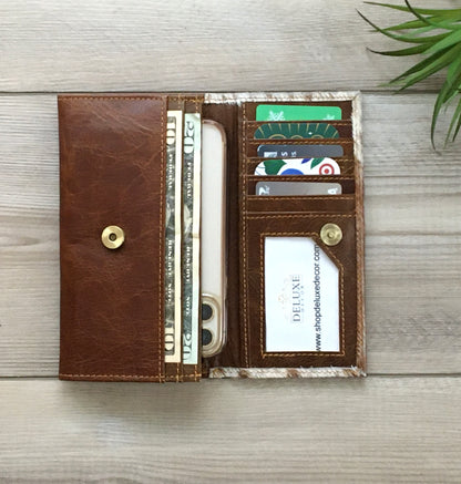 Western Cowhide Leather Rodeo Snap Wallet for Women - Mila