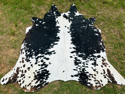 Small Cowhide Rug Black Tricolor Western Area Accent Rugs 5 x 4.5 ft