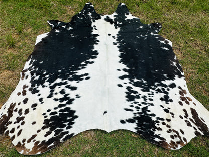 Small Cowhide Rug Black Tricolor Western Area Accent Rugs 5 x 4.5 ft