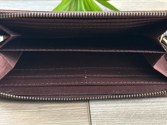 Tooled Leather Zip Wallet In Tan and Black