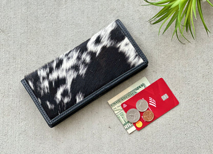 Cowhide Rodeo Western Slim Wallet for Women Black Leather - Ivy