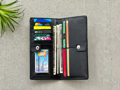 Cowhide Rodeo Western Slim Wallet for Women Black Leather - Ivy