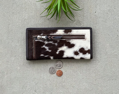 Cowhide Rodeo Western Slim Wallet for Women Brown Leather - Ivy