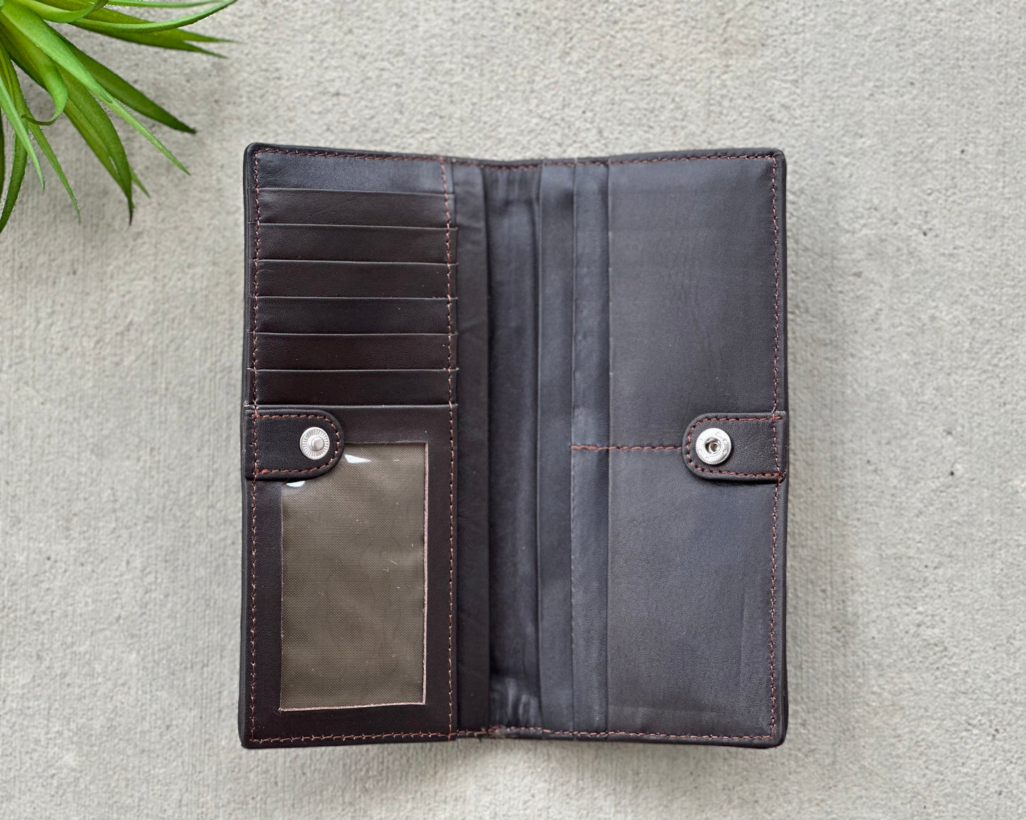 Cowhide Rodeo Western Slim Wallet for Women Brown Leather - Ivy