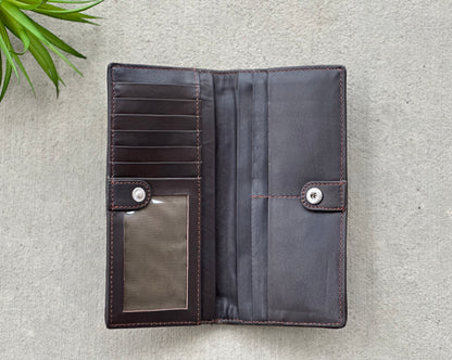 Cowhide Rodeo Western Slim Wallet for Women Brown Leather - Ivy