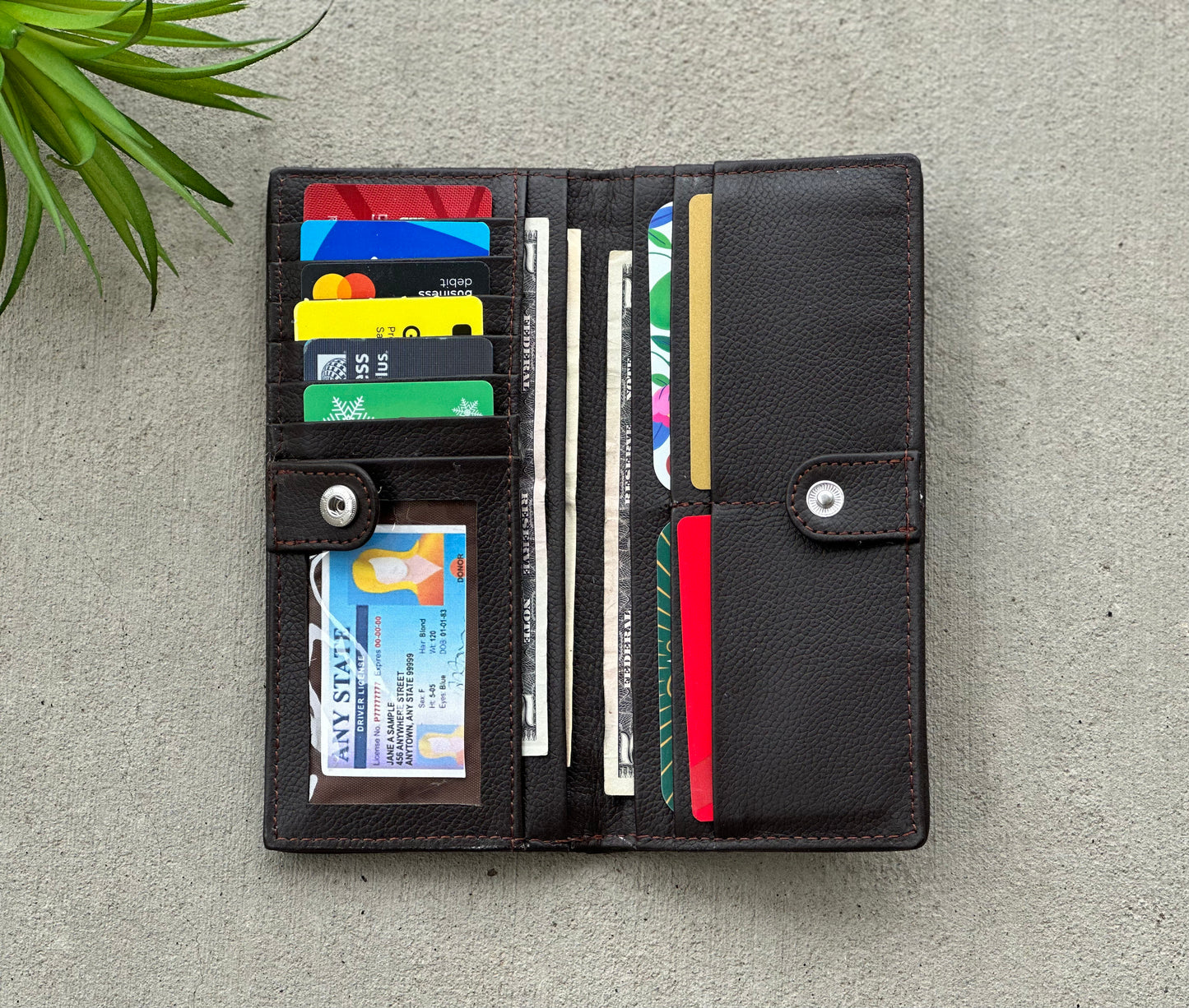 Cowhide Rodeo Western Slim Wallet for Women Brown Leather - Ivy