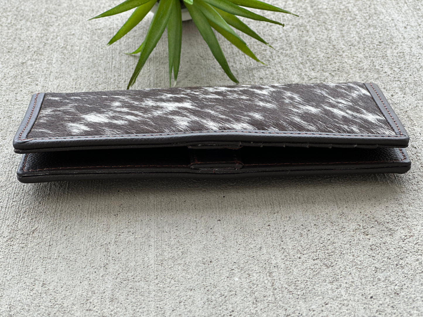 Cowhide Rodeo Western Slim Wallet for Women Brown Leather - Ivy