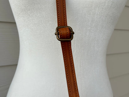 Cowhide Crossbody with Fringes in Tan And Gold - Harper