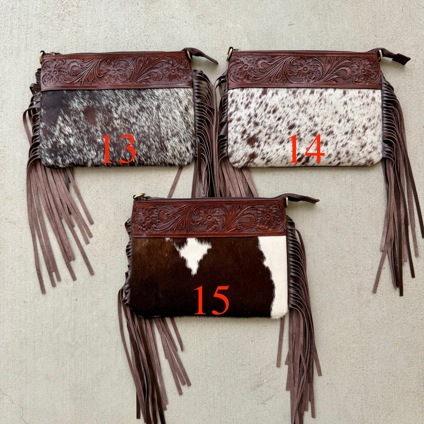 Cowhide Fringe Crossbody Bag Brown - Harper