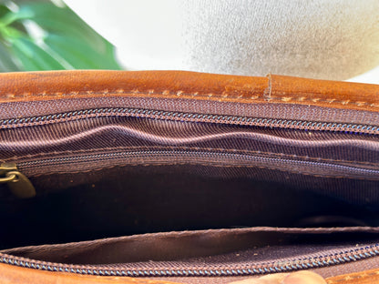 Cowhide Fringe Crossbody Bag Brown - Harper